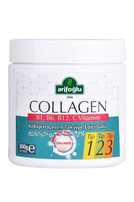 Kolajen içeren Takviye Edici Gıda 300 gr Collagen Tip 1 Tip 2 Tip 3 - 1